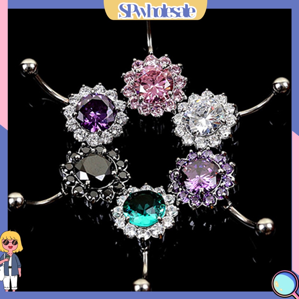 [SPwholesale] Khuyên rốn đính đá dạng thanh tạ độc đáo