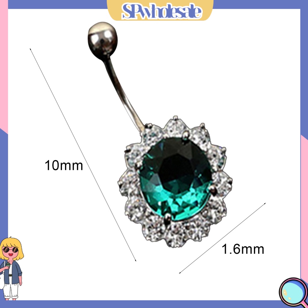 [SPwholesale] Khuyên rốn đính đá dạng thanh tạ độc đáo