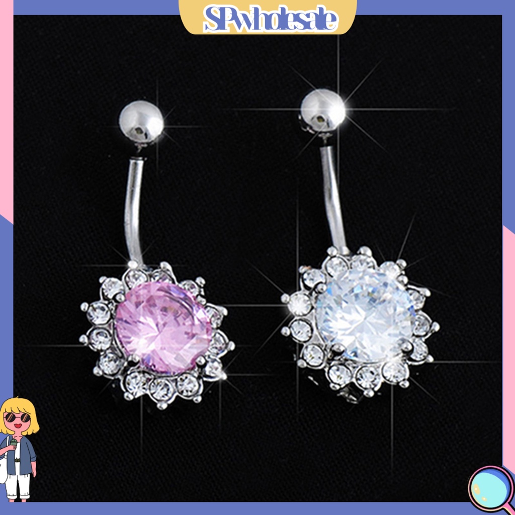 [SPwholesale] Khuyên rốn đính đá dạng thanh tạ độc đáo