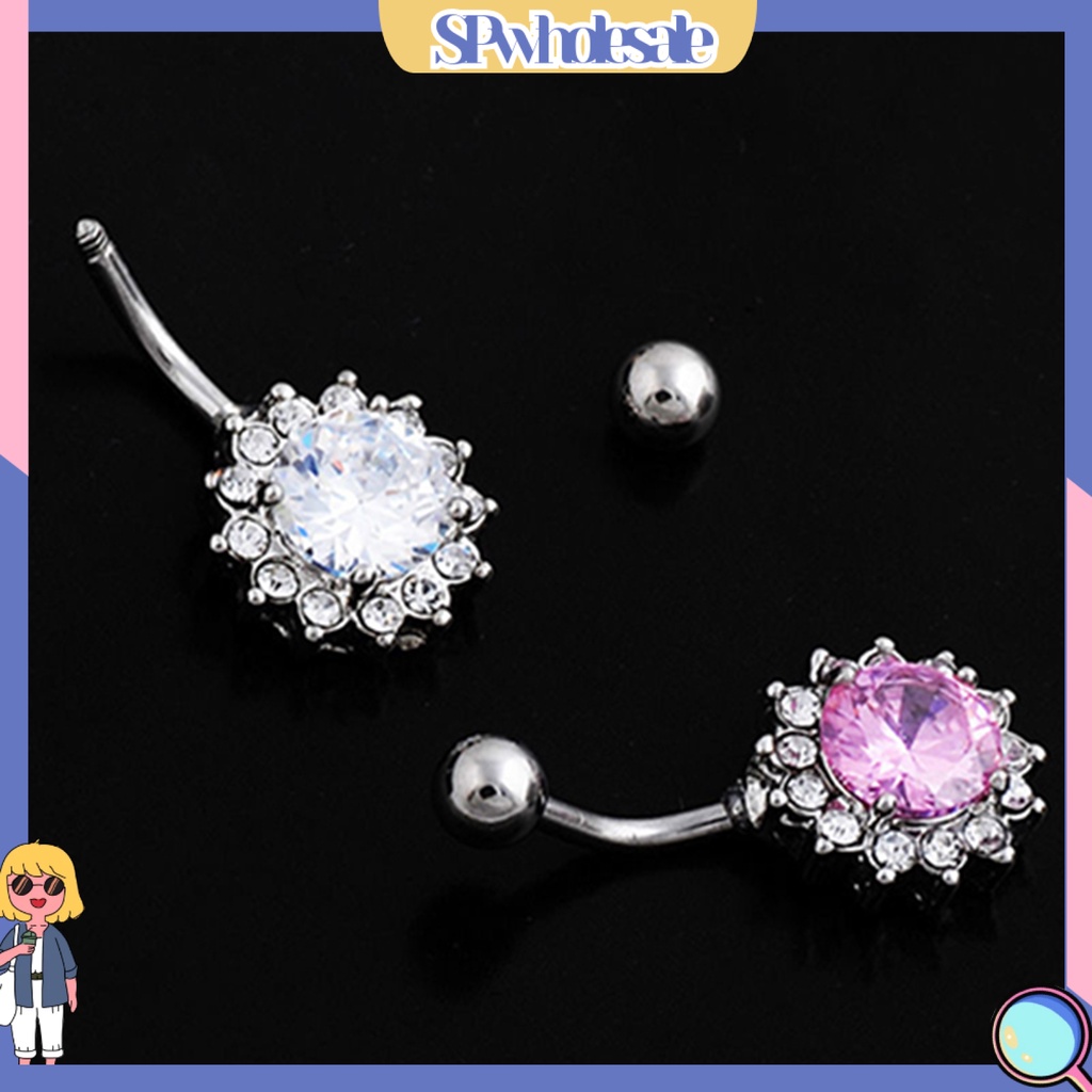 [SPwholesale] Khuyên rốn đính đá dạng thanh tạ độc đáo