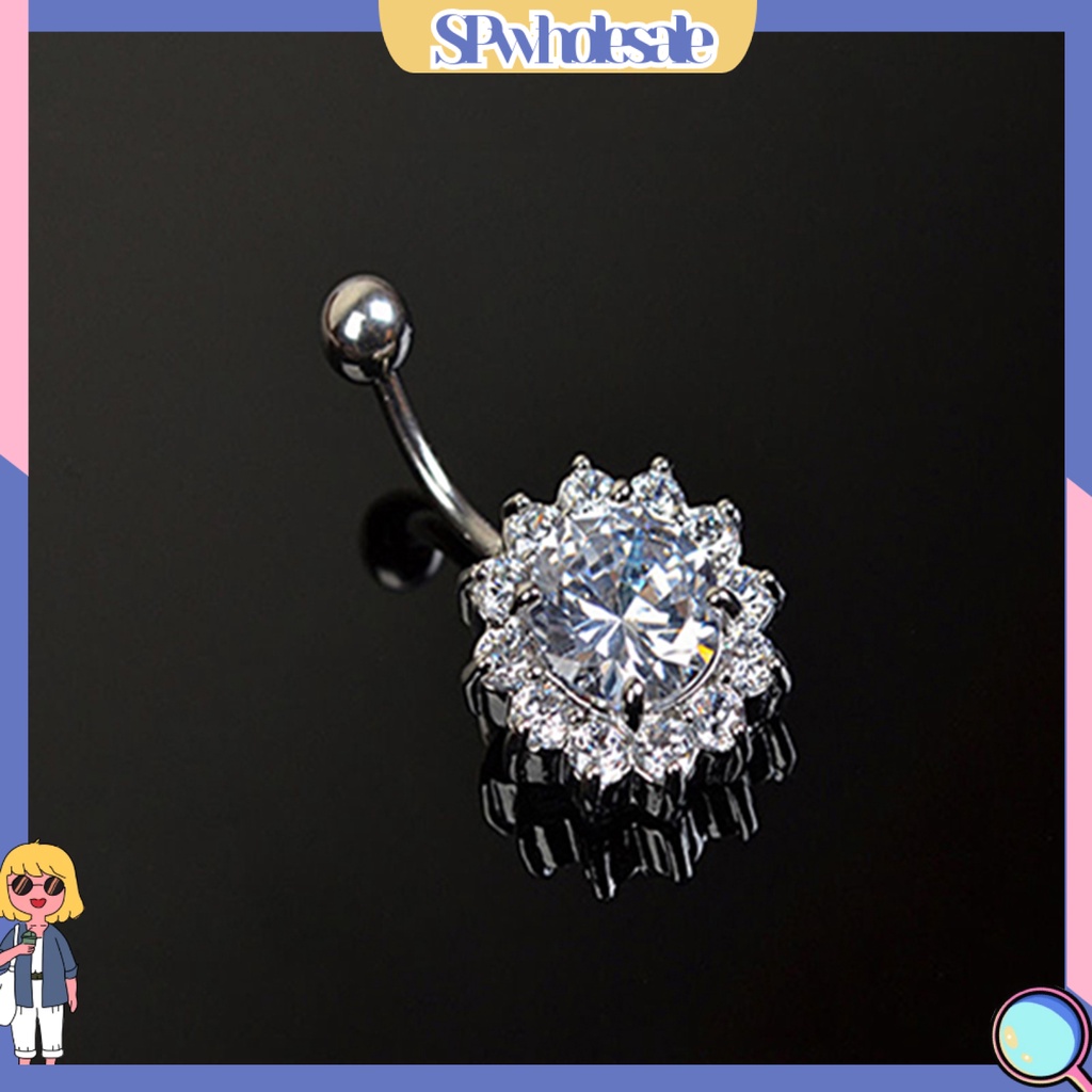 [SPwholesale] Khuyên rốn đính đá dạng thanh tạ độc đáo