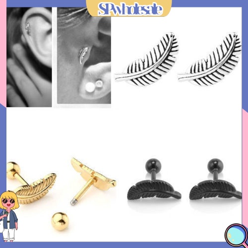 {SPwholesale} Đôi bông tai hợp kim họa tiết chiếc lá thời trang cho nữ