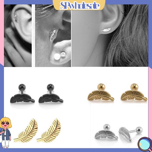 {SPwholesale} Đôi bông tai hợp kim họa tiết chiếc lá thời trang cho nữ