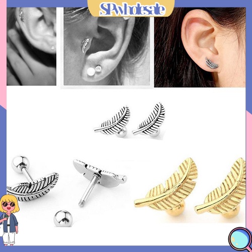 {SPwholesale} Đôi bông tai hợp kim họa tiết chiếc lá thời trang cho nữ