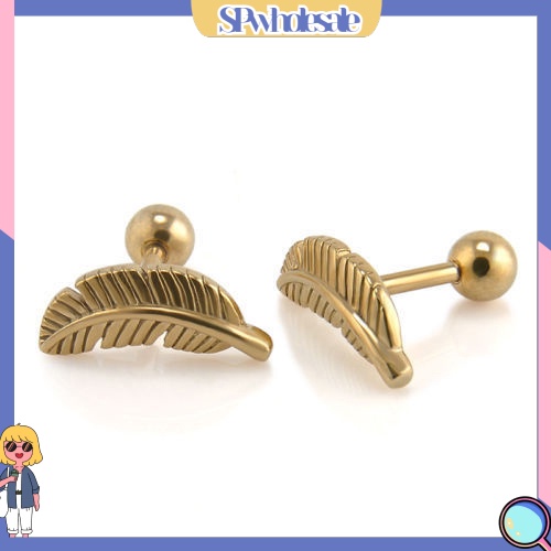 {SPwholesale} Đôi bông tai hợp kim họa tiết chiếc lá thời trang cho nữ