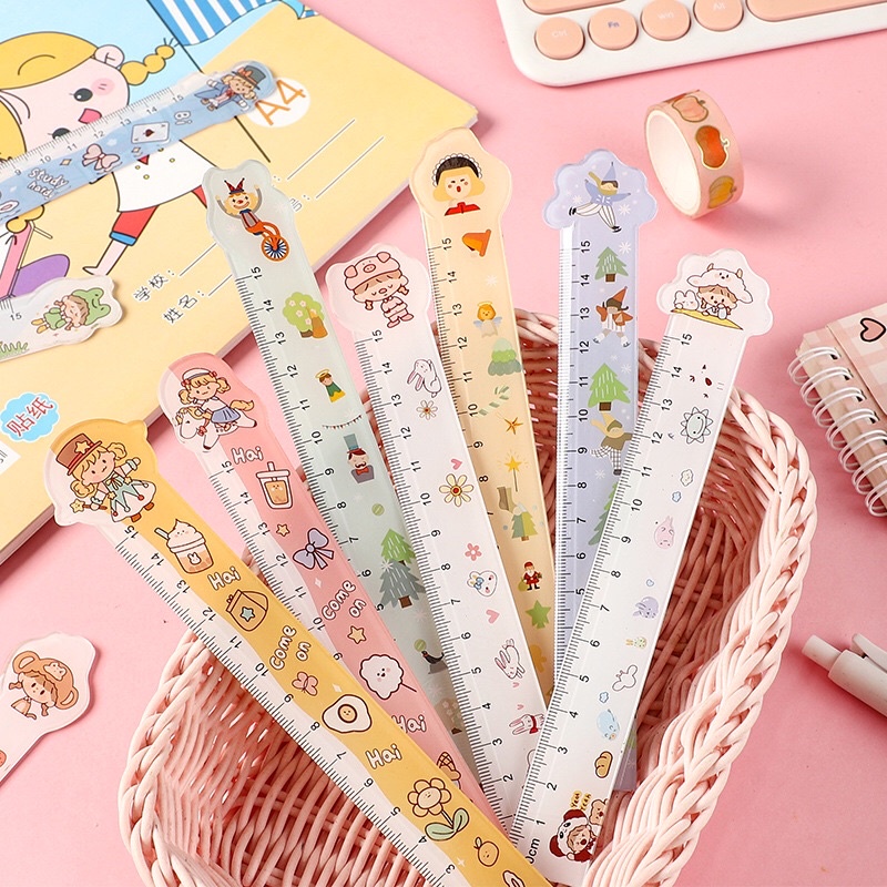 Thước nhựa cứng 15cm nhiều mẫu