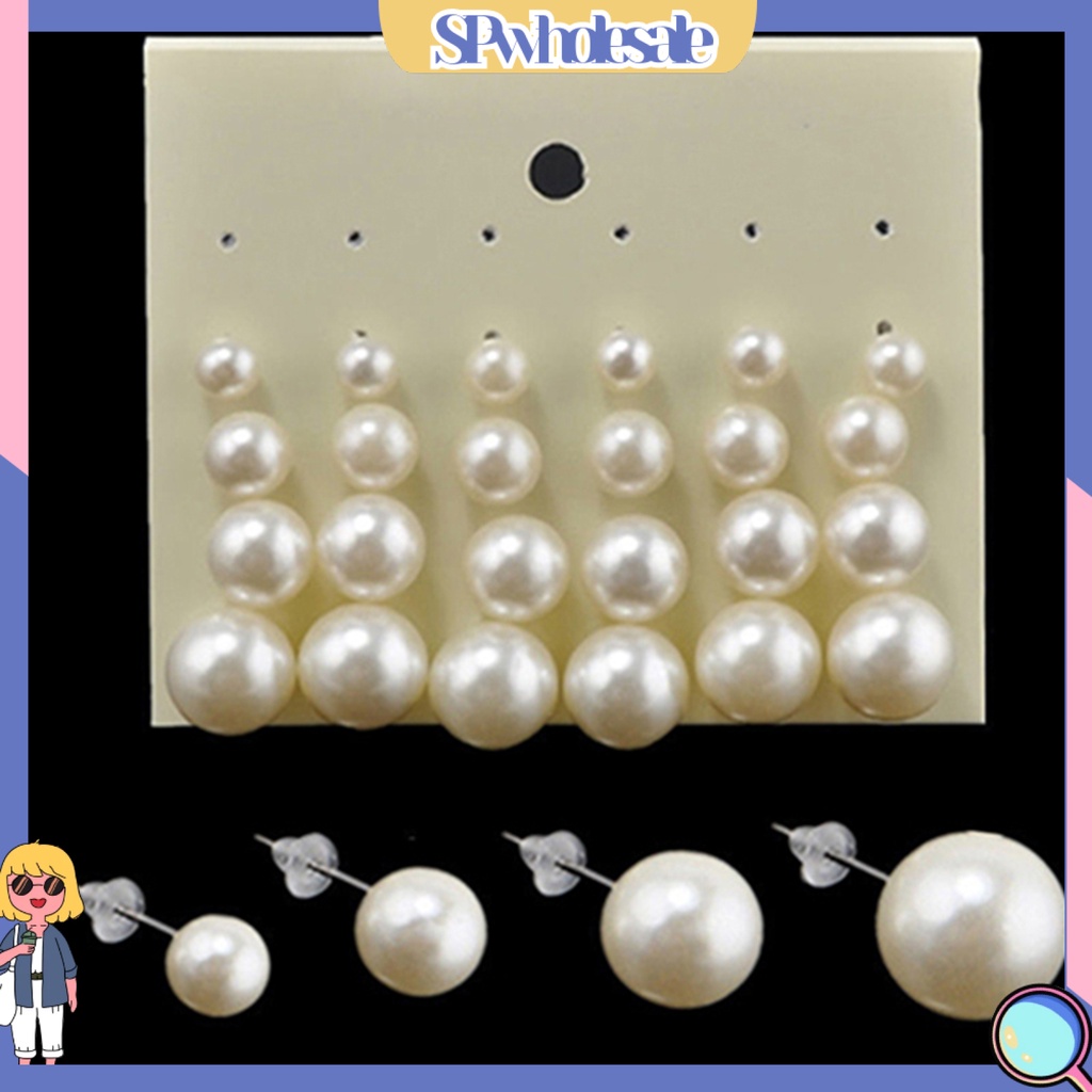 {SPwholesale} 12 đôi bông tai ngọc trai giả thời trang nữ tính
