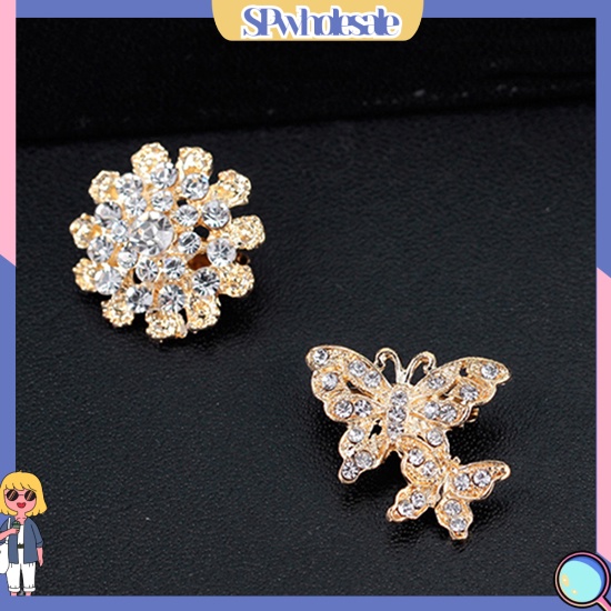 {SPwholesale} Bộ 12 ghim cài áo hình hoa bướm đính đá thời trang cho nữ