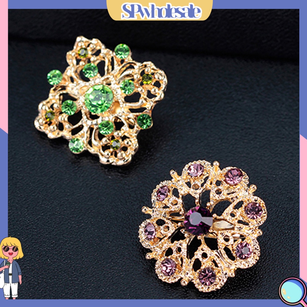 [SPwholesale] Set 12 ghim cài áo hình hoa đính đá kim cương nhân tạo dành cho đi đám cưới tiệc giáng sinh