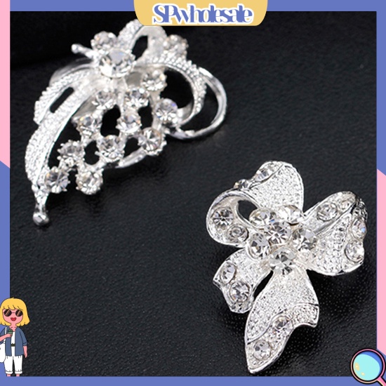 {SPwholesale} Bộ 12 ghim cài áo hình hoa bướm đính đá thời trang cho nữ