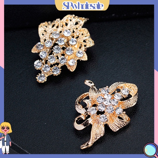 {SPwholesale} Bộ 12 ghim cài áo hình hoa bướm đính đá thời trang cho nữ