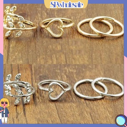 {SPwholesale} Bộ 4 chiếc nhẫn đeo khớp ngón tay đính đá phong cách boho dành cho nữ