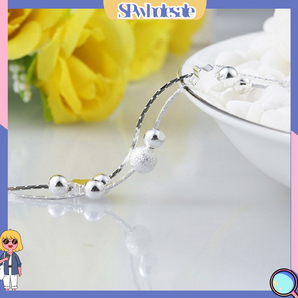 {SPwholesale} Vòng tay mạ bạc dạng chuỗi hạt hình ngôi sao thời trang cho nữ