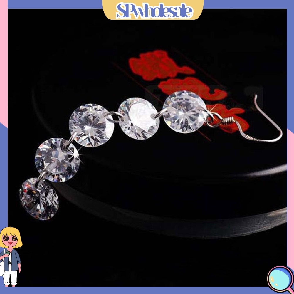 {SPwholesale} Khuyên tai dài đính đá thời trang thanh lịch dành cho nữ