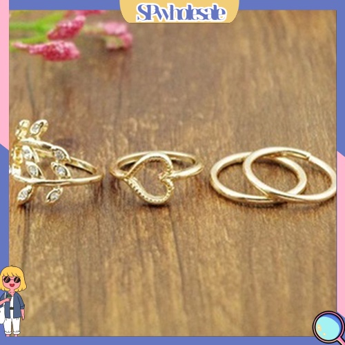 {SPwholesale} Bộ 4 chiếc nhẫn đeo khớp ngón tay đính đá phong cách boho dành cho nữ