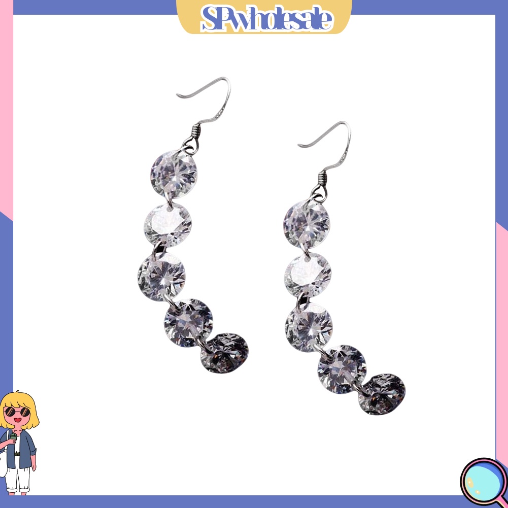 {SPwholesale} Khuyên tai dài đính đá thời trang thanh lịch dành cho nữ