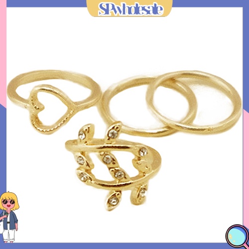 {SPwholesale} Bộ 4 chiếc nhẫn đeo khớp ngón tay đính đá phong cách boho dành cho nữ