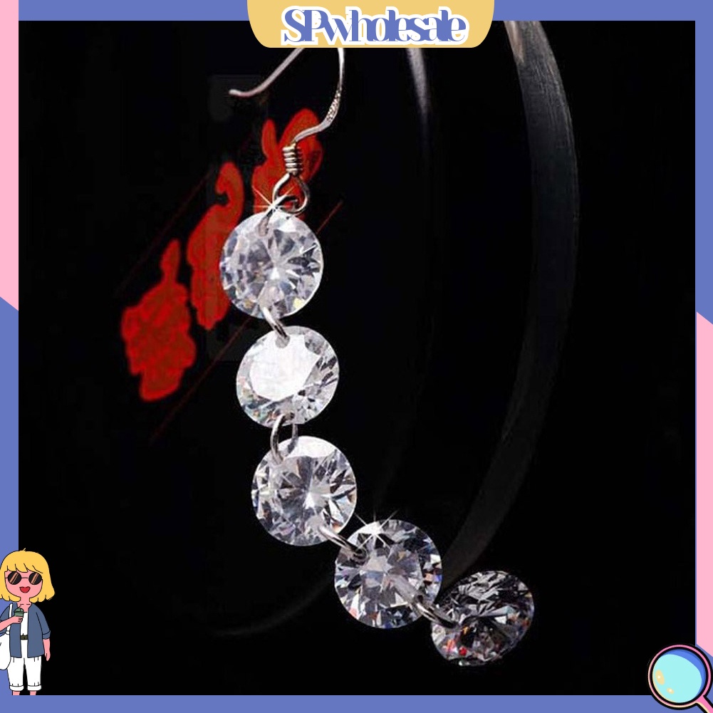 {SPwholesale} Khuyên tai dài đính đá thời trang thanh lịch dành cho nữ