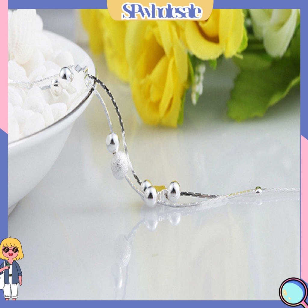 {SPwholesale} Vòng tay mạ bạc dạng chuỗi hạt hình ngôi sao thời trang cho nữ