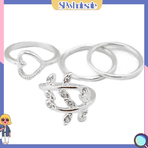 {SPwholesale} Bộ 4 chiếc nhẫn đeo khớp ngón tay đính đá phong cách boho dành cho nữ