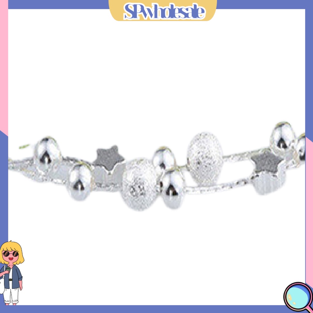 {SPwholesale} Vòng tay mạ bạc dạng chuỗi hạt hình ngôi sao thời trang cho nữ