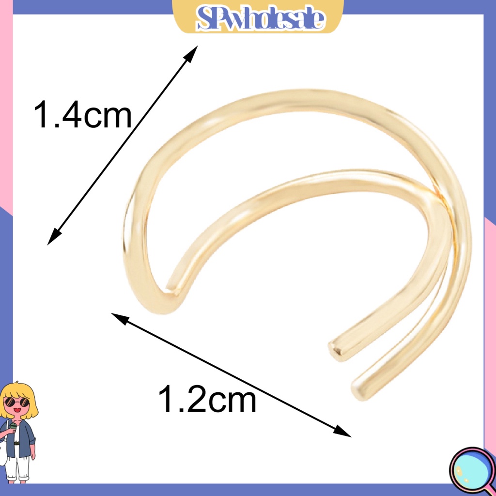 {SPwholesale} Bông tai dạng kẹp thiết kế hai lớp thời trang dành cho nữ