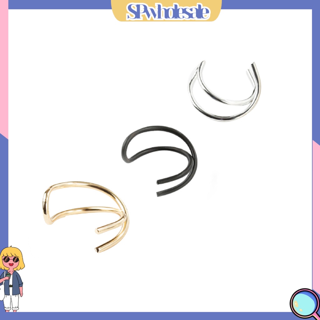 {SPwholesale} Bông tai dạng kẹp thiết kế hai lớp thời trang dành cho nữ