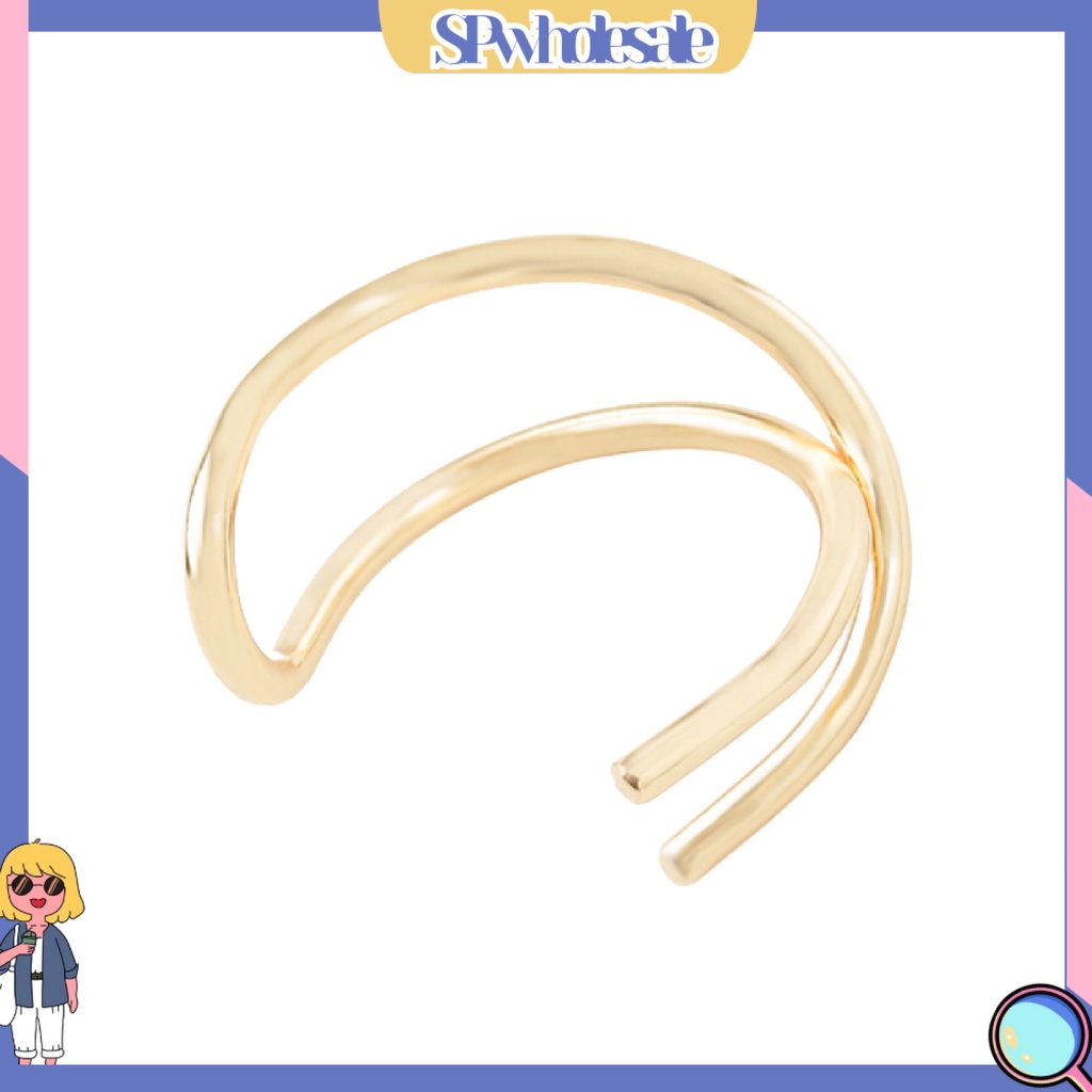 {SPwholesale} Bông tai dạng kẹp thiết kế hai lớp thời trang dành cho nữ