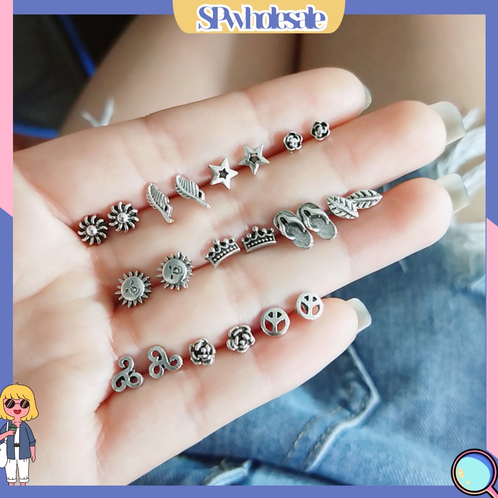 {SPwholesale} Set 11 đôi hoa tai kim loại hình lá phong cách Bohemian cho nữ