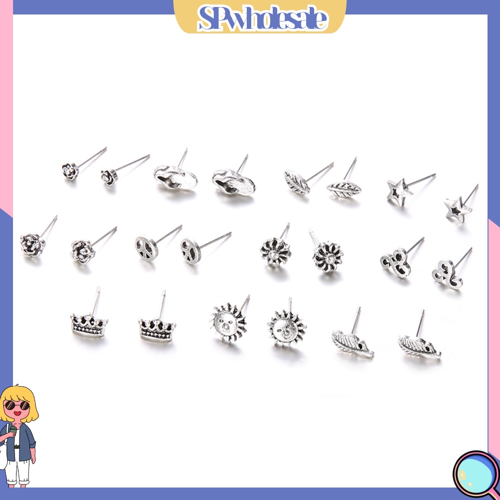 {SPwholesale} Set 11 đôi hoa tai kim loại hình lá phong cách Bohemian cho nữ