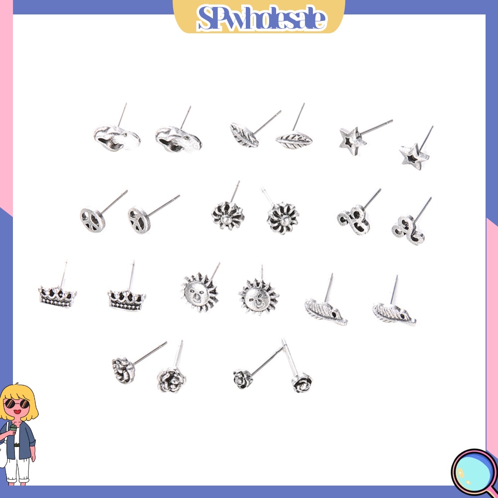 {SPwholesale} Set 11 đôi hoa tai kim loại hình lá phong cách Bohemian cho nữ