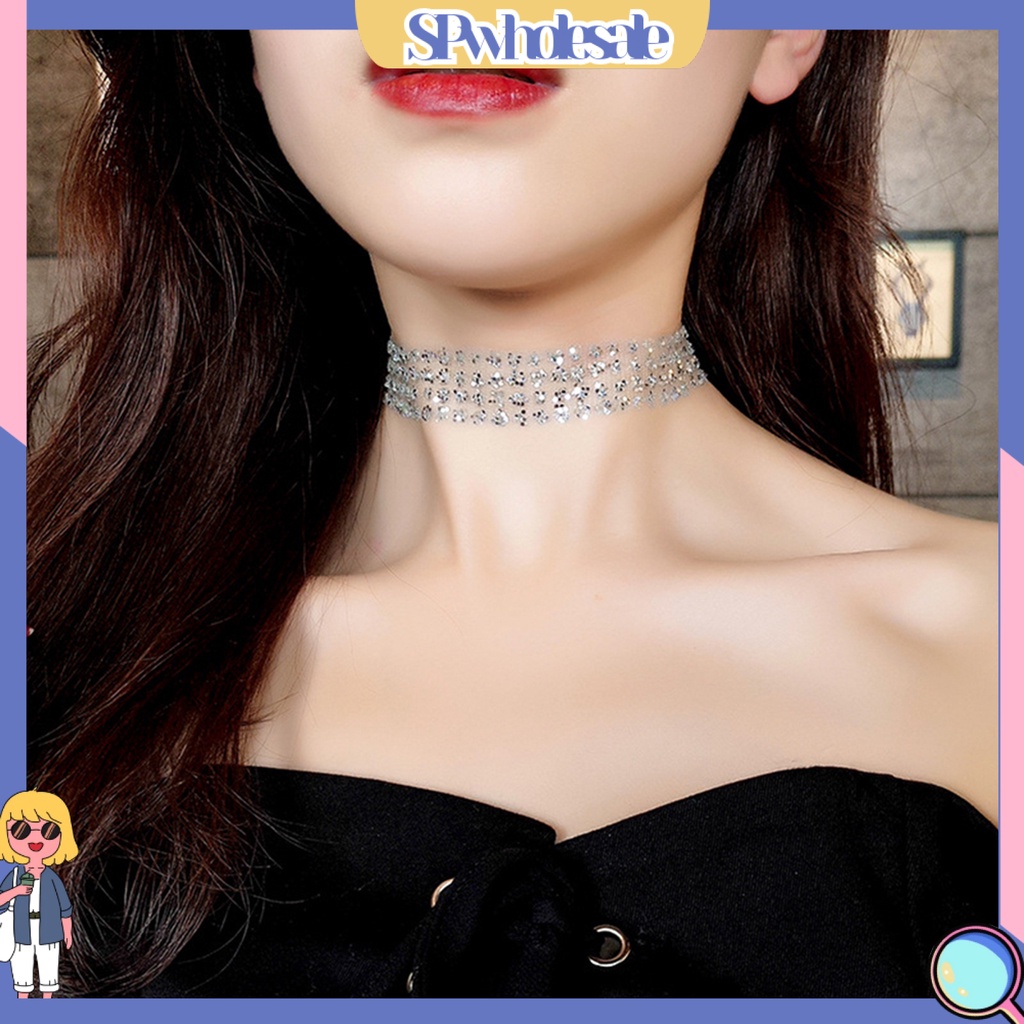 {SPwholesale} Vòng cổ choker đính kim tuyến lấp lánh thời trang cho nữ