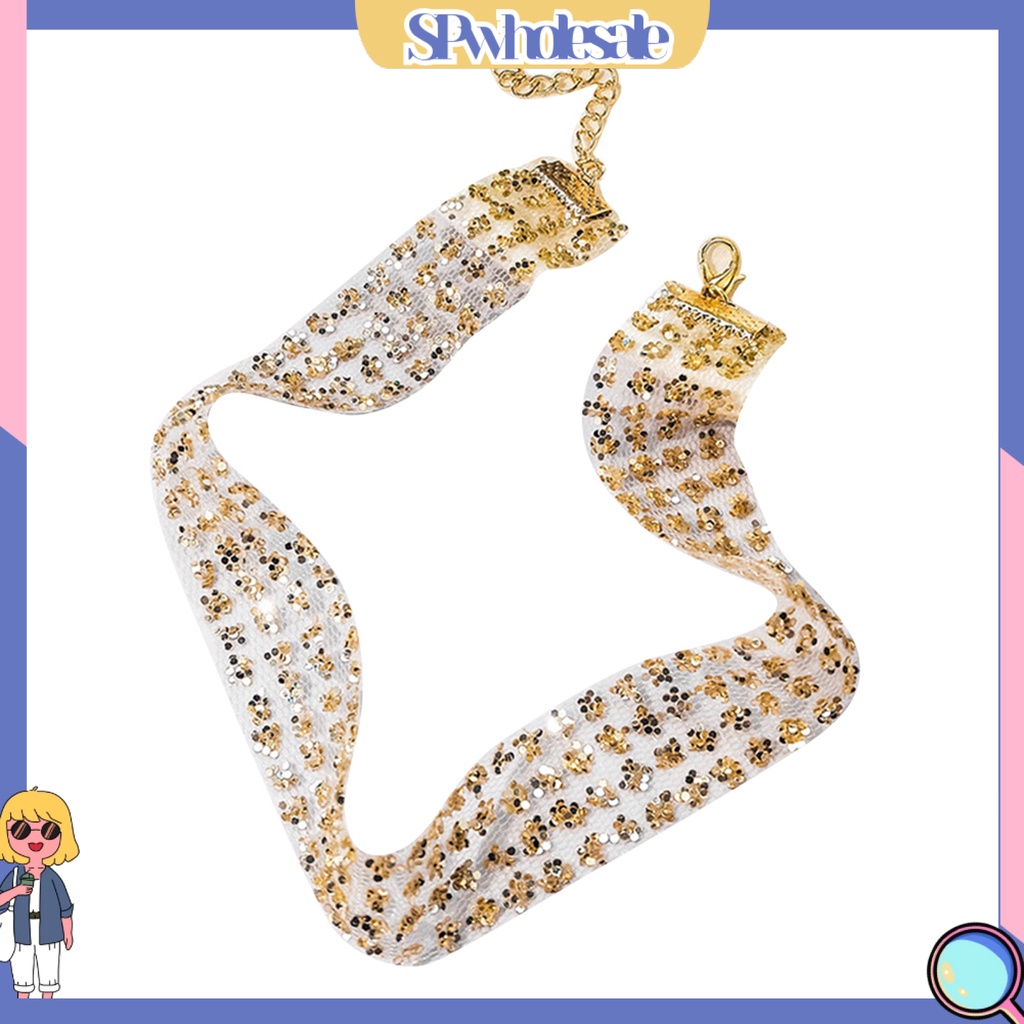 {SPwholesale} Vòng cổ choker đính kim tuyến lấp lánh thời trang cho nữ