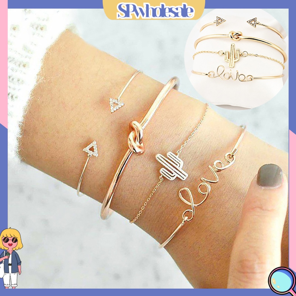 {SPwholesale} Set 4 phụ kiên vòng tay nhiều kiểu dáng thời trang