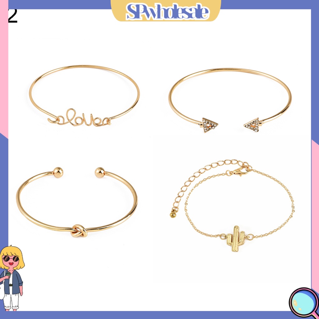{SPwholesale} Set 4 phụ kiên vòng tay nhiều kiểu dáng thời trang