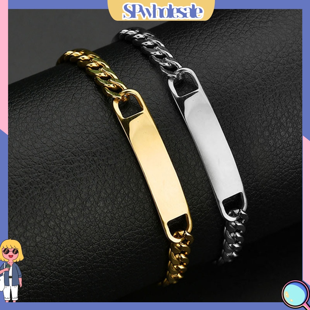 {SPwholesale} Vòng tay bằng thép không gỉ thiết kế đơn giản thời trang cho nam