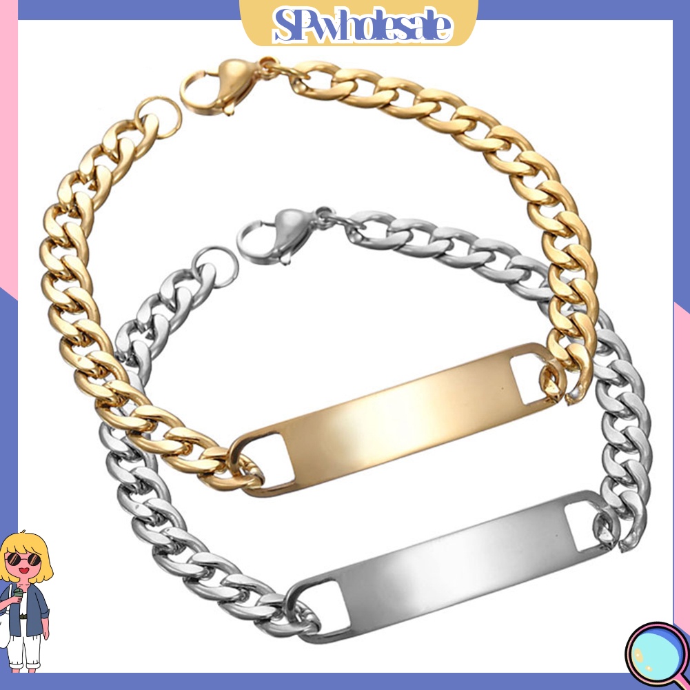 {SPwholesale} Vòng tay bằng thép không gỉ thiết kế đơn giản thời trang cho nam