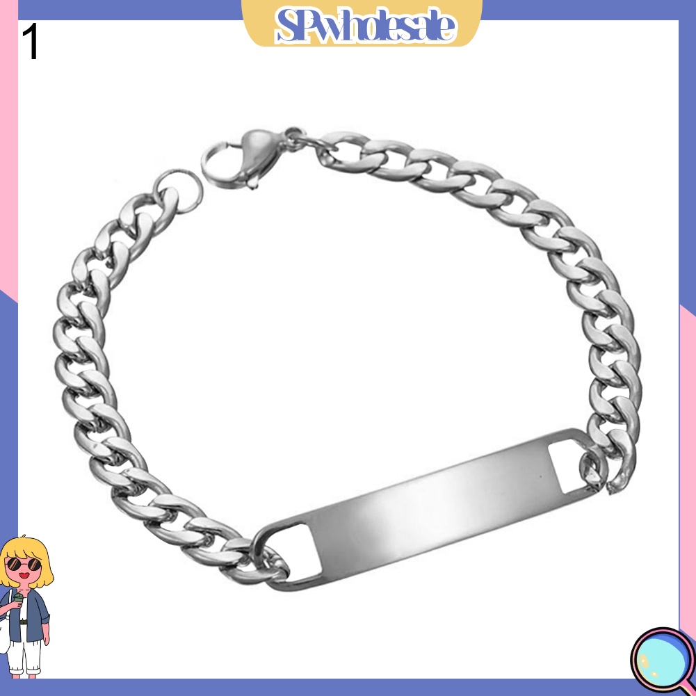 {SPwholesale} Vòng tay bằng thép không gỉ thiết kế đơn giản thời trang cho nam