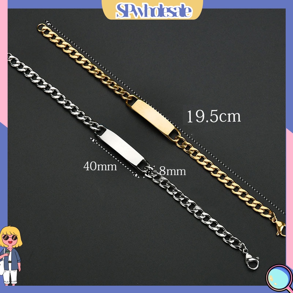 {SPwholesale} Vòng tay bằng thép không gỉ thiết kế đơn giản thời trang cho nam