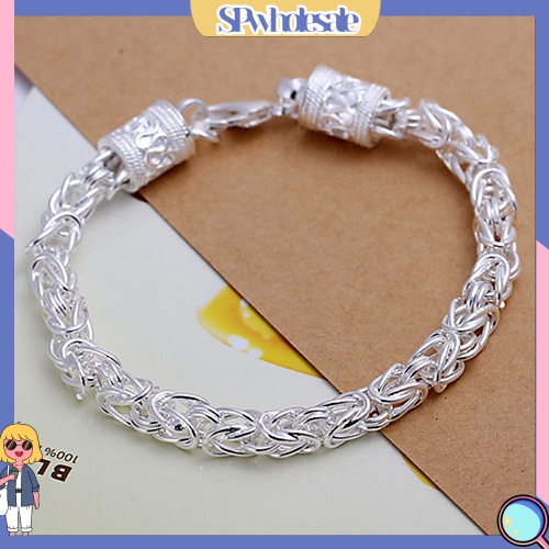 {SPwholesale} Vòng tay mạ bạc dạng dây xích đơn giản thời trang cho nữ