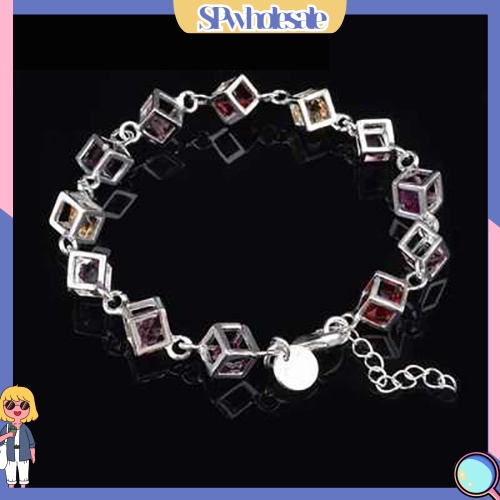 [SPwholesale] Vòng tay mạ bạc đính đá nhiều màu sắc thời trang dành cho nữ