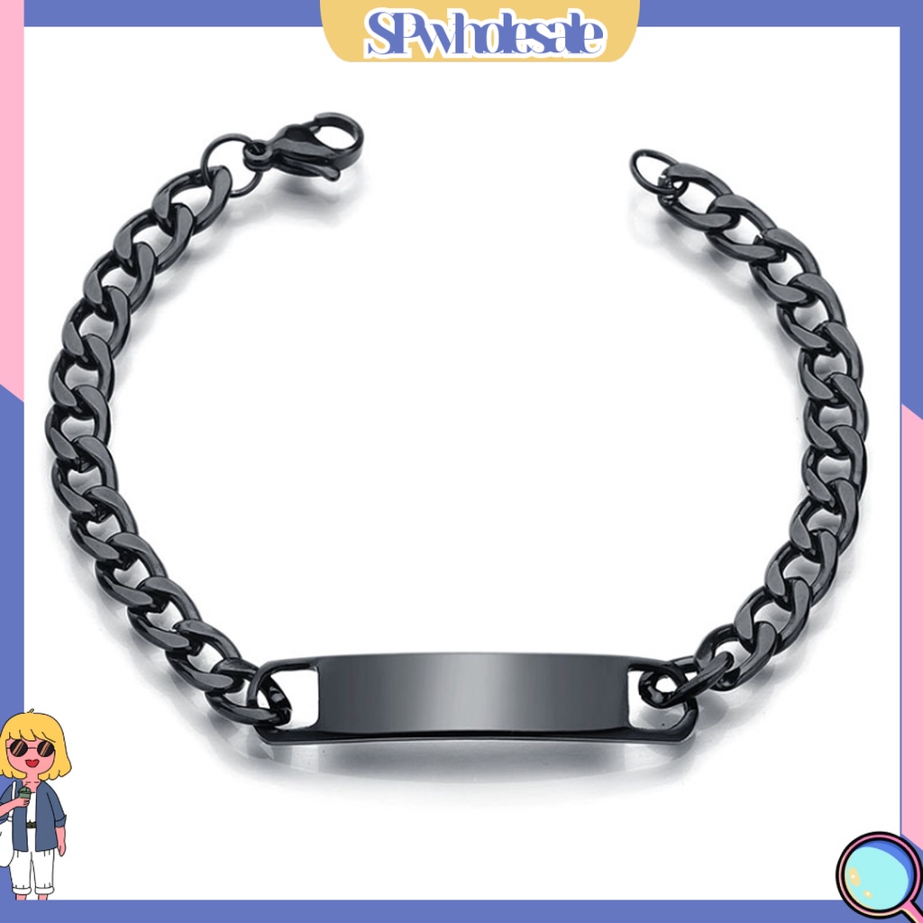 {SPwholesale} Vòng tay bằng thép không gỉ thiết kế đơn giản thời trang cho nam