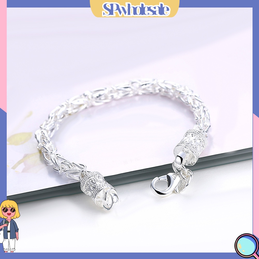 {SPwholesale} Vòng tay mạ bạc dạng dây xích đơn giản thời trang cho nữ