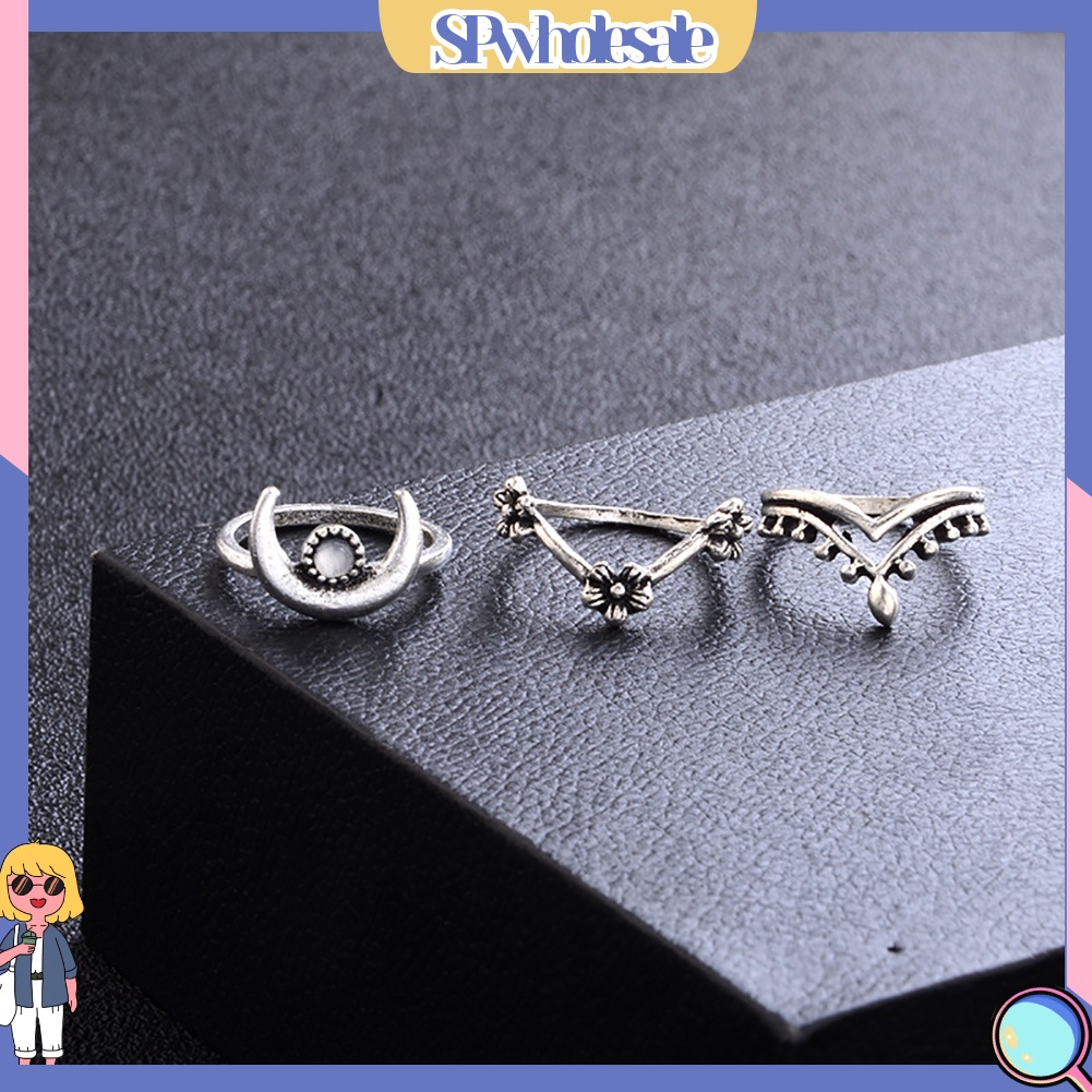 {SPwholesale} Set 14 nhẫn đeo tay đính đá nhân tạo phong cách vintage