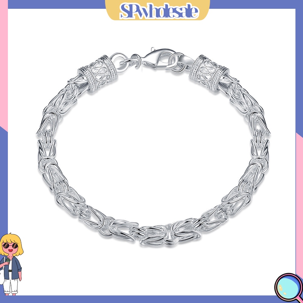 {SPwholesale} Vòng tay mạ bạc dạng dây xích đơn giản thời trang cho nữ