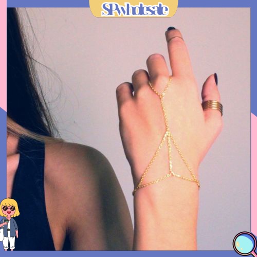 {SPwholesale} Vòng đeo tay kèm nhẫn kim loại thời trang dành cho nữ