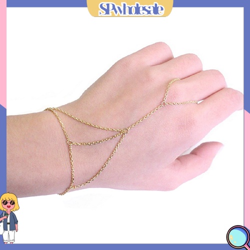 {SPwholesale} Vòng đeo tay kèm nhẫn kim loại thời trang dành cho nữ