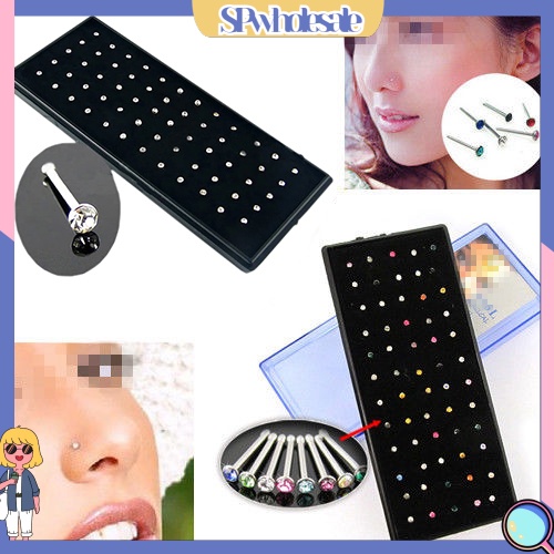 {SPwholesale} Set 60 khuyên đeo trang sức đính hạt cườm lấp lánh