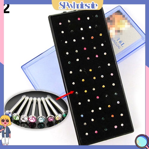 {SPwholesale} Set 60 khuyên đeo trang sức đính hạt cườm lấp lánh