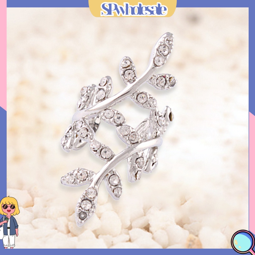 {SPwholesale} Khuyên tai hình chiếc lá đính đá phong cách cá tính dành cho nữ